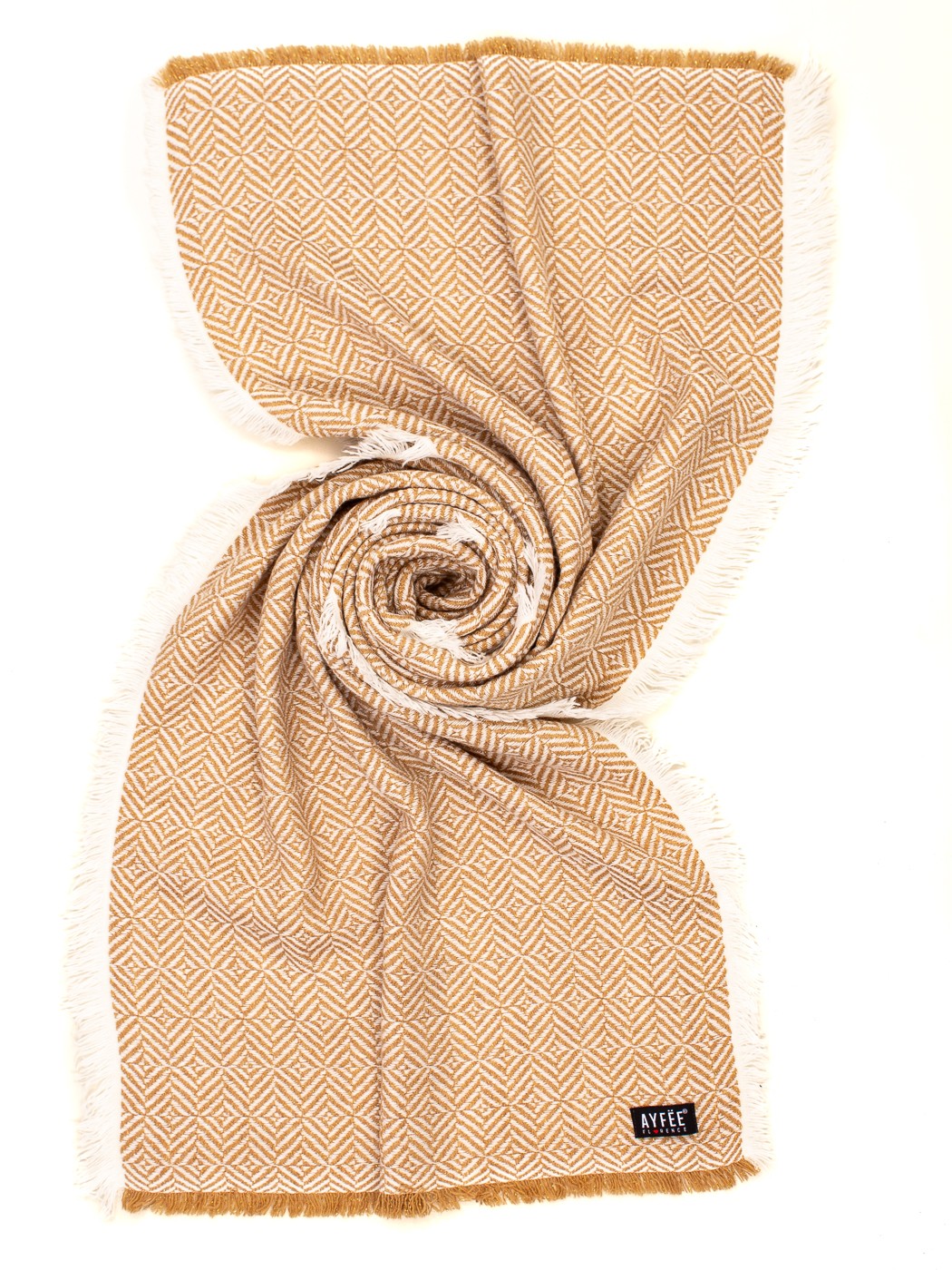 STOLA JACQUARD GEOMETRIC E LUREX, 180X40 - CAMEL